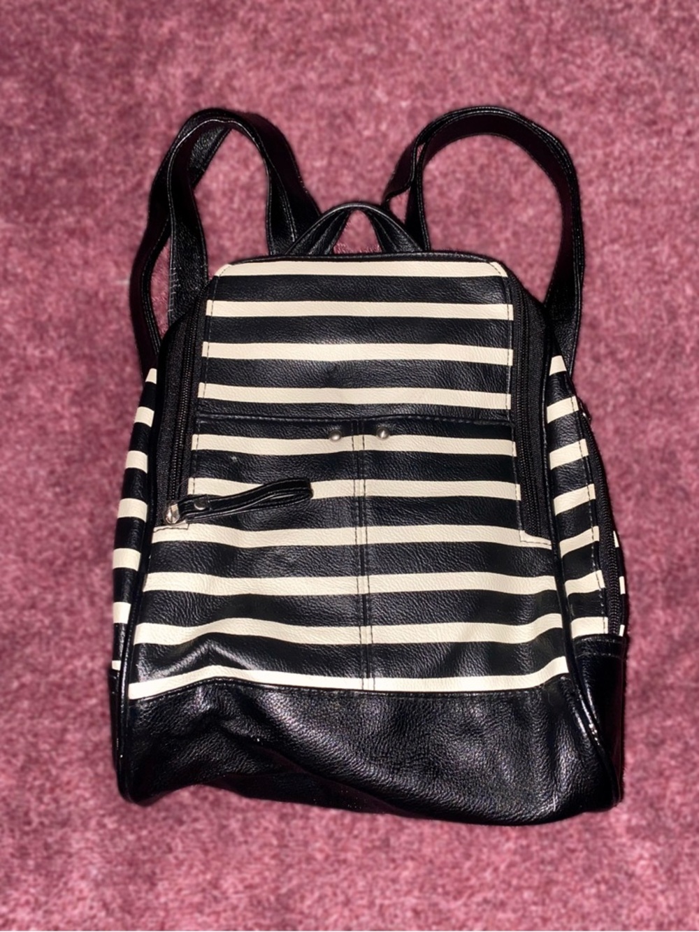 Y2K Merona Black White Striped Mini Backpack/Purse